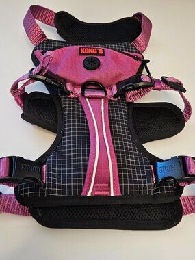 Kong Ultra Durable Waste Bag Harness (Pink & Black with Reflective Trim, Size L